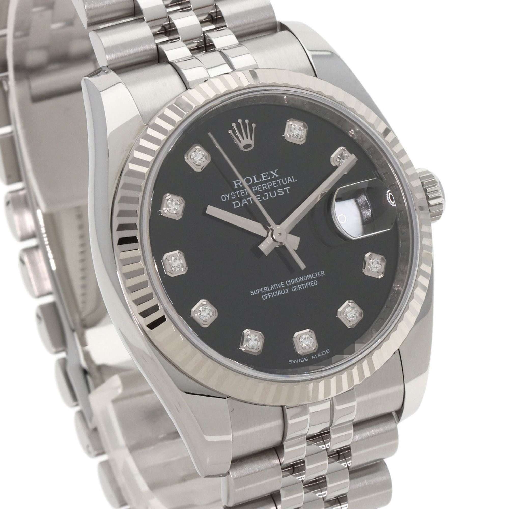 Rolex 116234G Datejust 10P Diamond Watch Stainless Steel SS K18WG Men's ROLEX