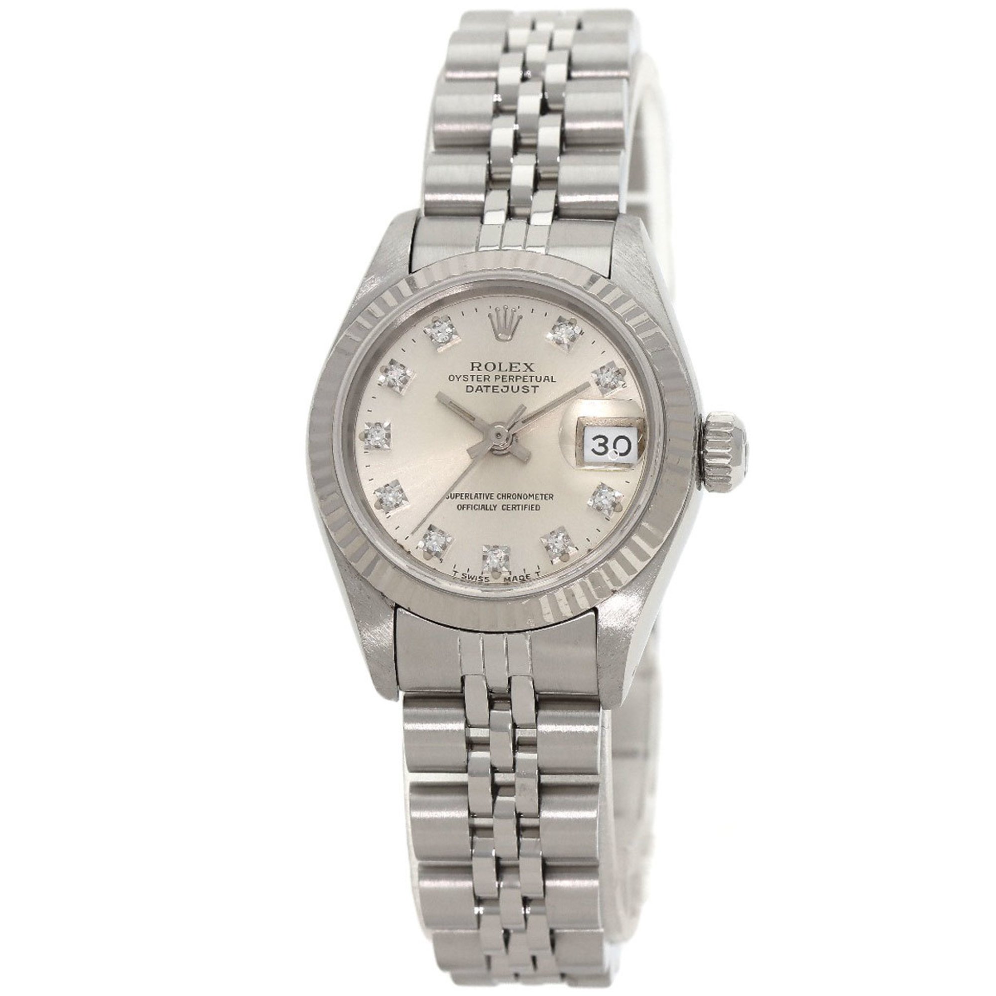 Rolex 69174G Datejust 10P Diamond Watch Stainless Steel SS K18WG Ladies ROLEX