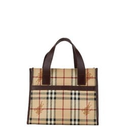 Burberry Nova Check Shadow Horse Handbag Tote Bag Beige Brown PVC Leather Women's BURBERRY