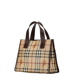 Burberry Nova Check Shadow Horse Handbag Tote Bag Beige Brown PVC Leather Women's BURBERRY