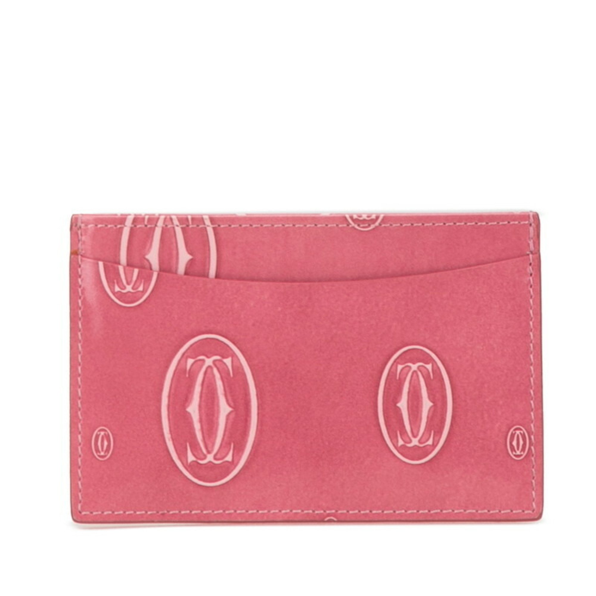 Cartier Must Line Happy Birthday Card Case Pink Enamel Women's CARTIER