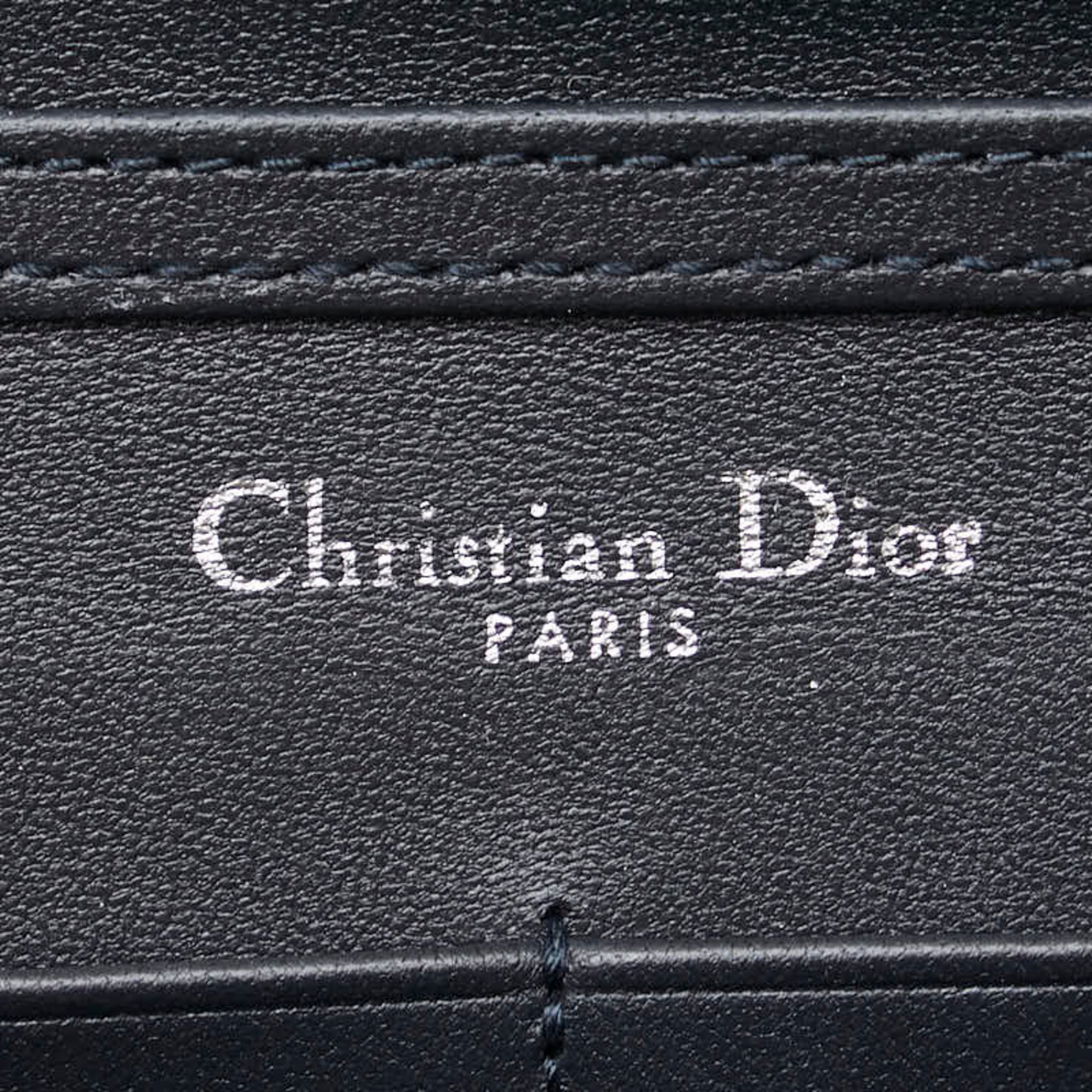 Christian Dior Dior Microcannage Diorama Chain Shoulder Bag Silver Leather Women's