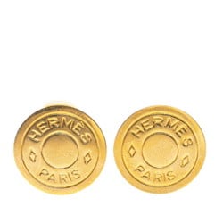 Hermes Serie Round Earrings Gold Plated Women's HERMES