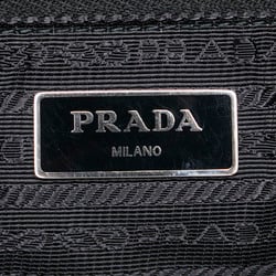 Prada Triangle Plate Stud Tote Bag Shoulder 1BG212 Black Nylon Leather Women's PRADA