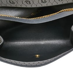 Christian Dior Dior Honeycomb Chain Shoulder Bag Grey Black Leather Canvas Women's