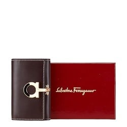 Salvatore Ferragamo Gancini 6-ring key case AQ-220159 Bordeaux Wine Red Leather Women's