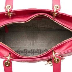 Christian Dior Dior Cannage Lady Handbag Shoulder Bag Pink Leather Women's