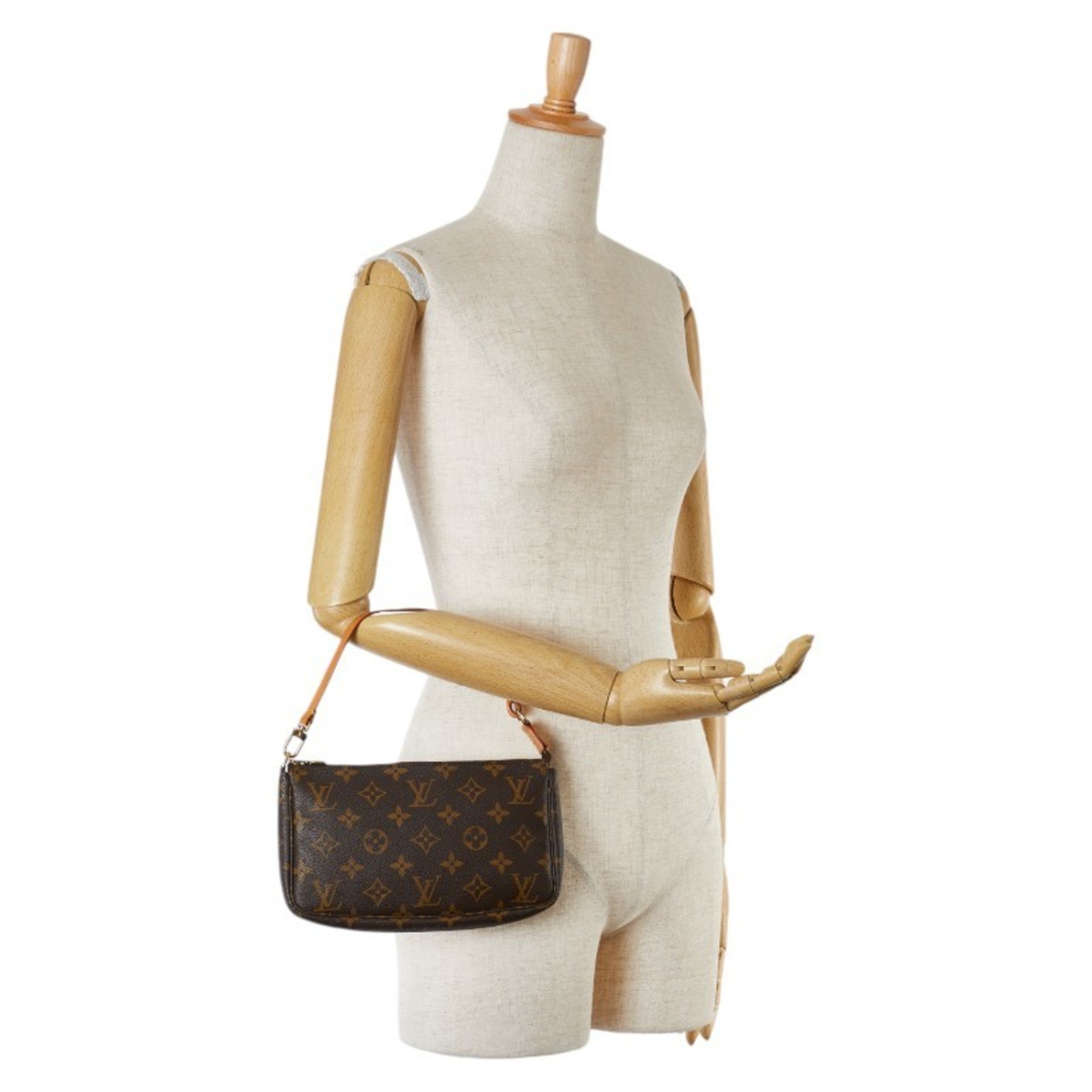 Louis Vuitton Monogram Pochette Accessoires Shoulder Bag M51980 Brown PVC Leather Women's LOUIS VUITTON