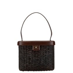 Chanel Coco Mark Basket Bag Handbag Brown Rattan Lambskin Women's CHANEL