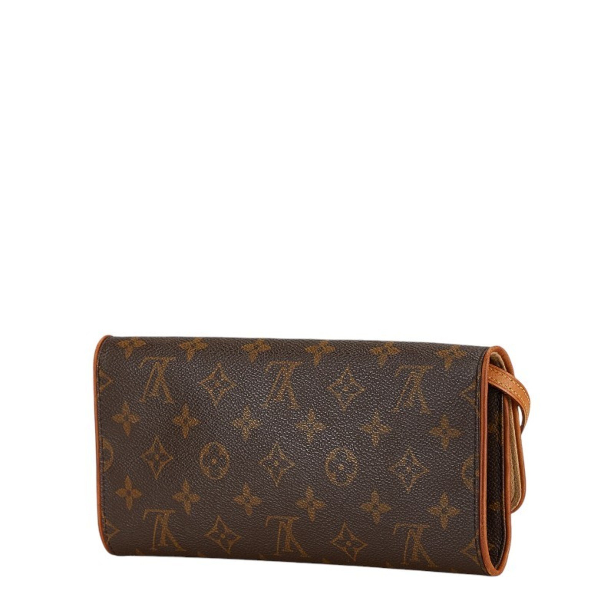 Louis Vuitton Monogram Pochette Twin GM Shoulder Bag M51852 Brown PVC Leather Women's LOUIS VUITTON