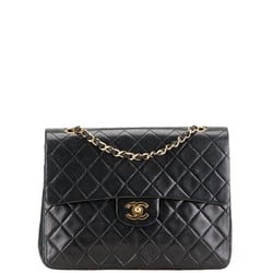 Chanel Matelasse 25 Coco Mark Double Flap Chain Shoulder Bag Black Lambskin Women's CHANEL