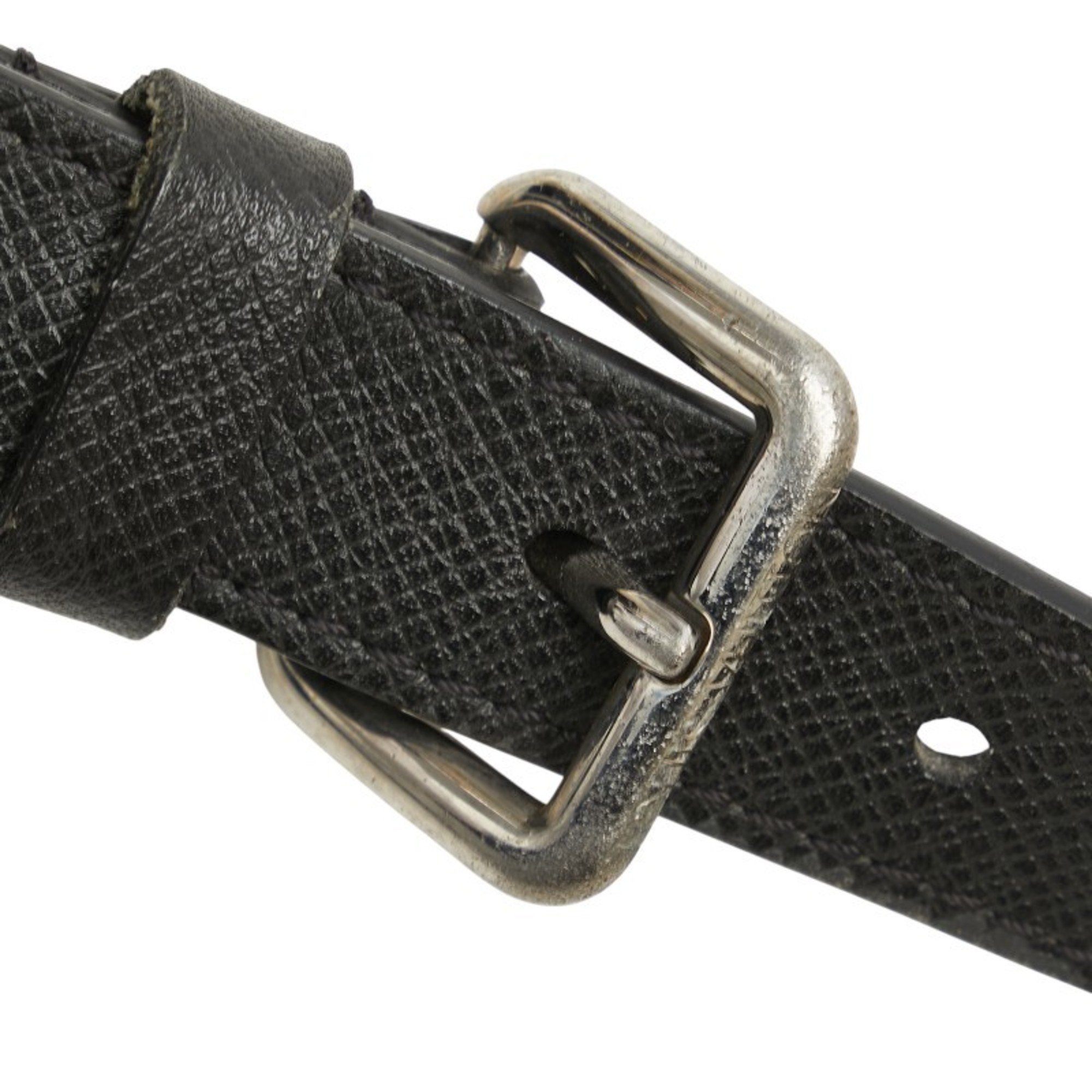 Louis Vuitton Shoulder Strap Black Silver Leather Women's LOUIS VUITTON