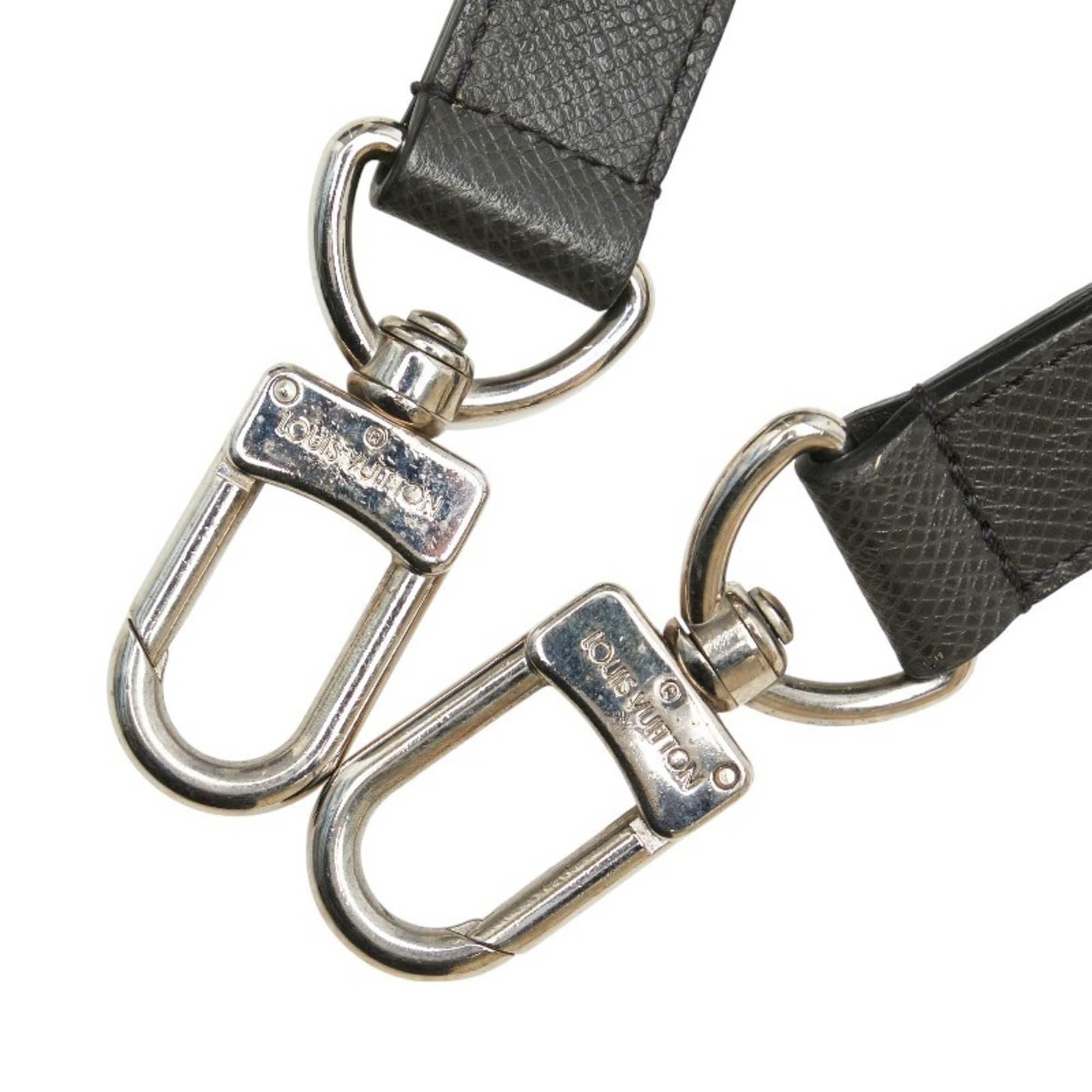 Louis Vuitton Shoulder Strap Black Silver Leather Women's LOUIS VUITTON