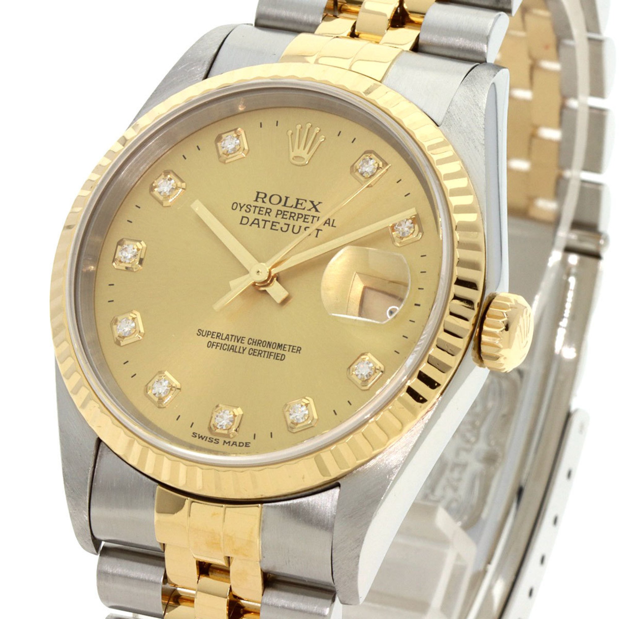 Rolex 16233G Datejust 10P Diamond Watch Stainless Steel SSxK18YG Men's ROLEX