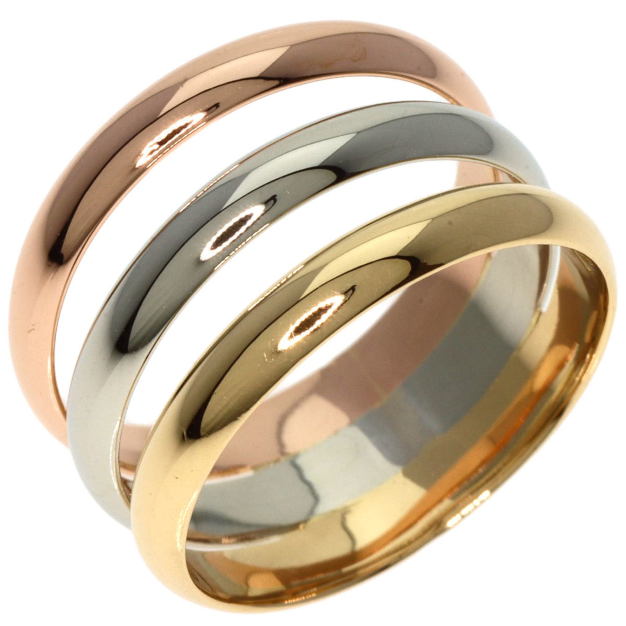 Cartier Three Color Ring #50 K18 Yellow Gold K18WG K18PG Women's CARTIER