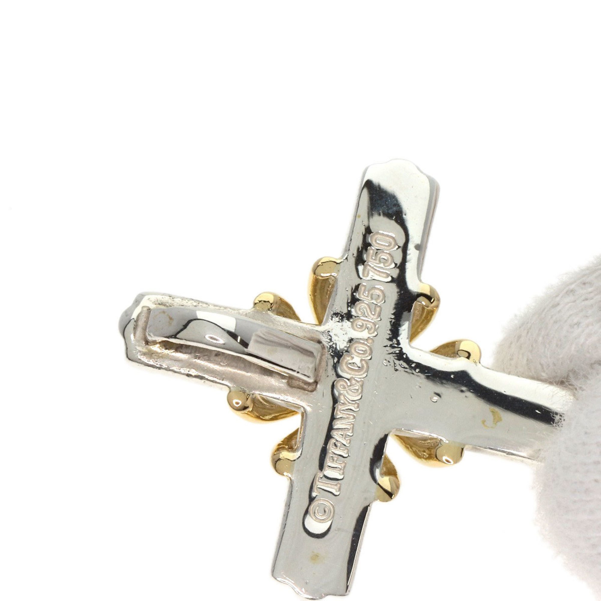 Tiffany Signature Cross Pendant Top Silver K18YG Women's TIFFANY&Co.