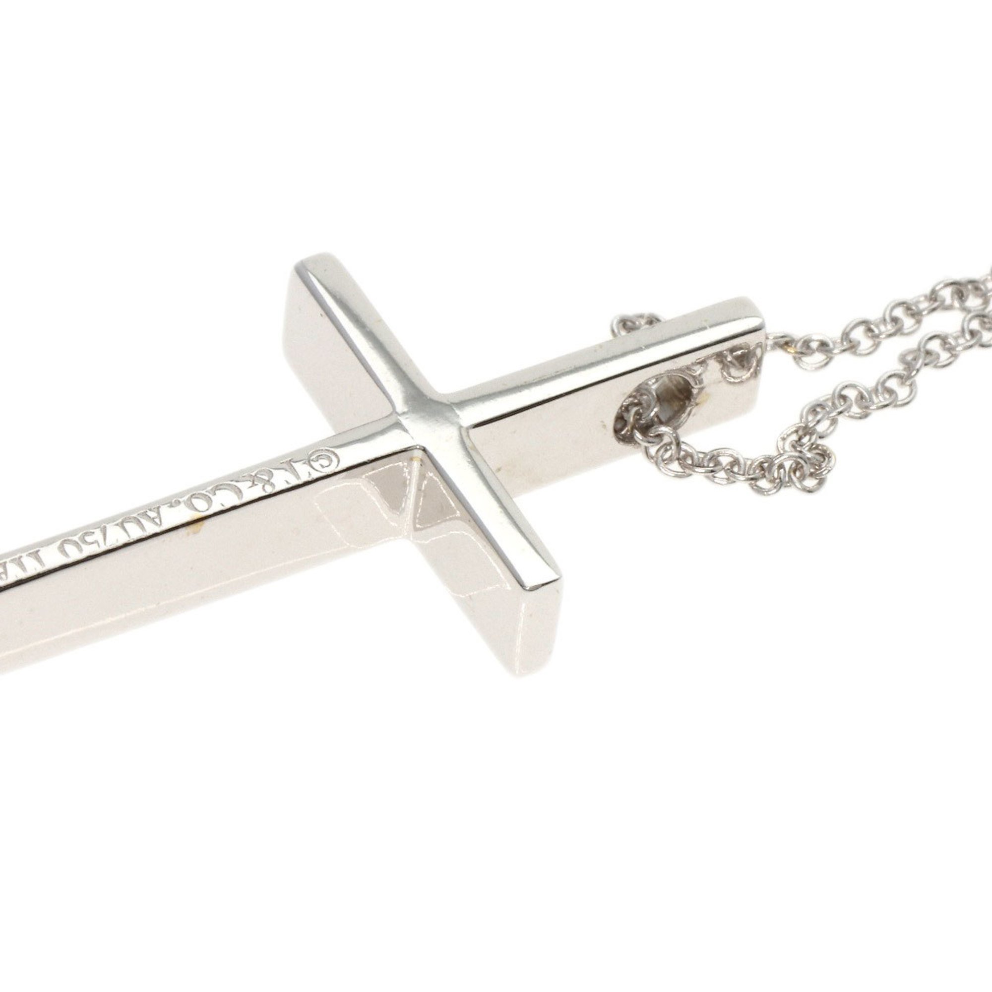 Tiffany Cross Necklace, 18k White Gold, Women's, TIFFANY&Co.