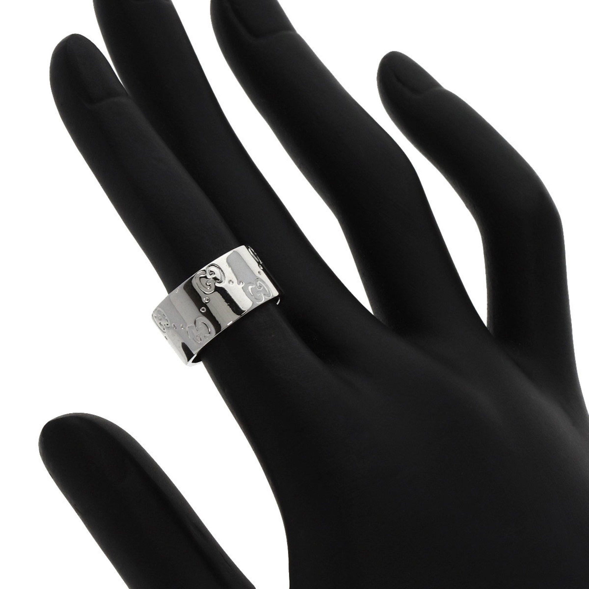 Gucci Icon Wide #8 Ring, 18K White Gold, Women's, GUCCI