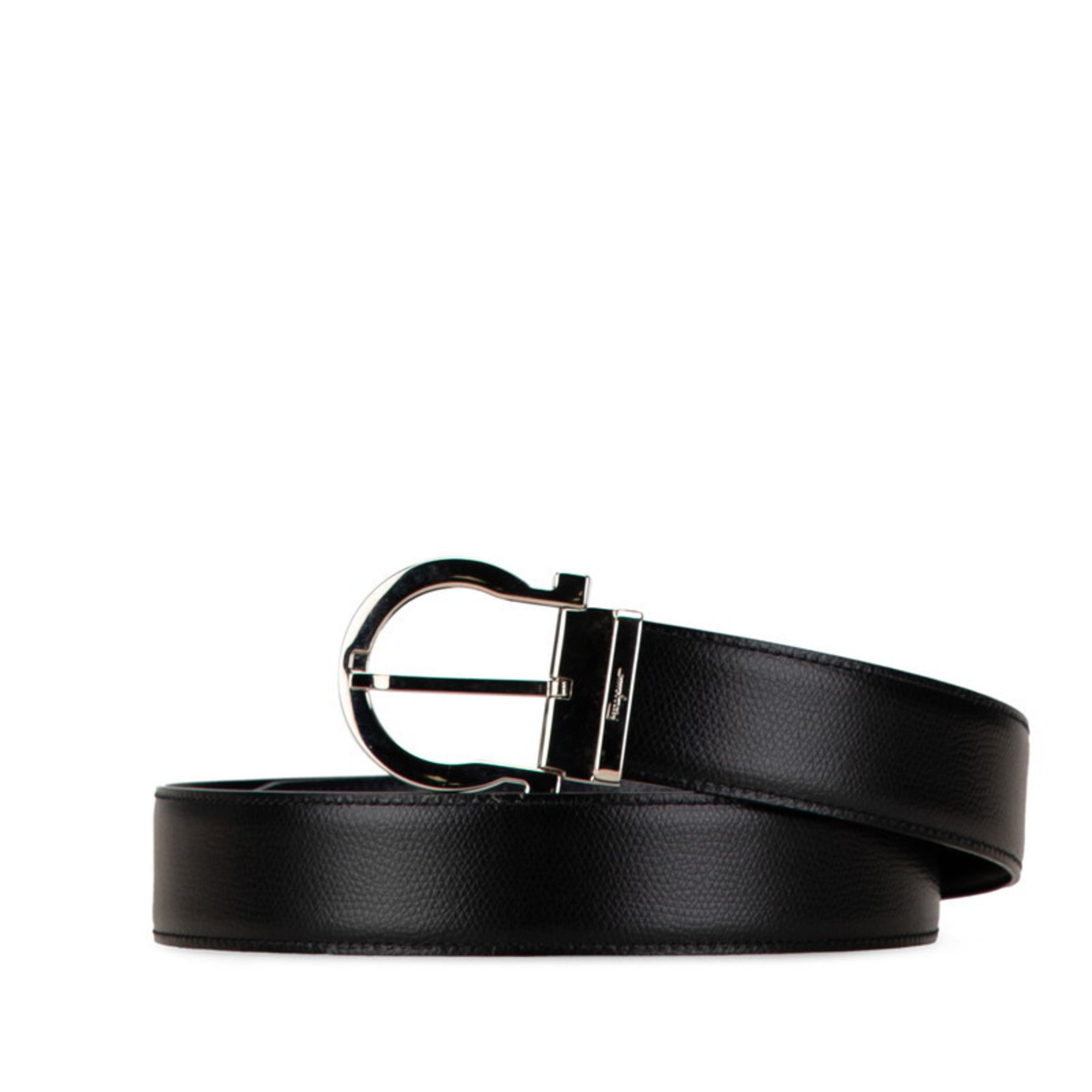 Salvatore Ferragamo Gancini Buckle Belt Black Leather Men's