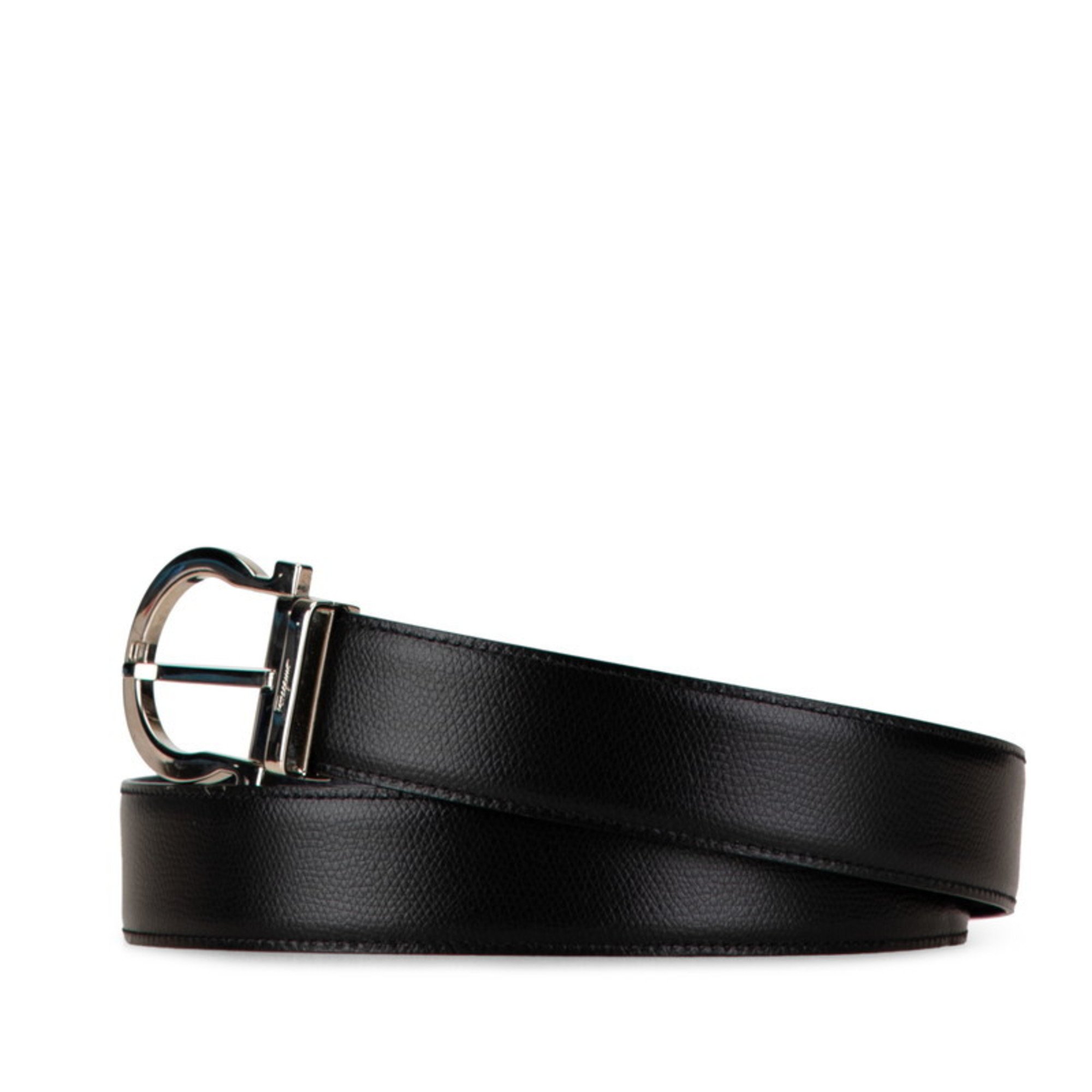 Salvatore Ferragamo Gancini Buckle Belt Black Leather Men's