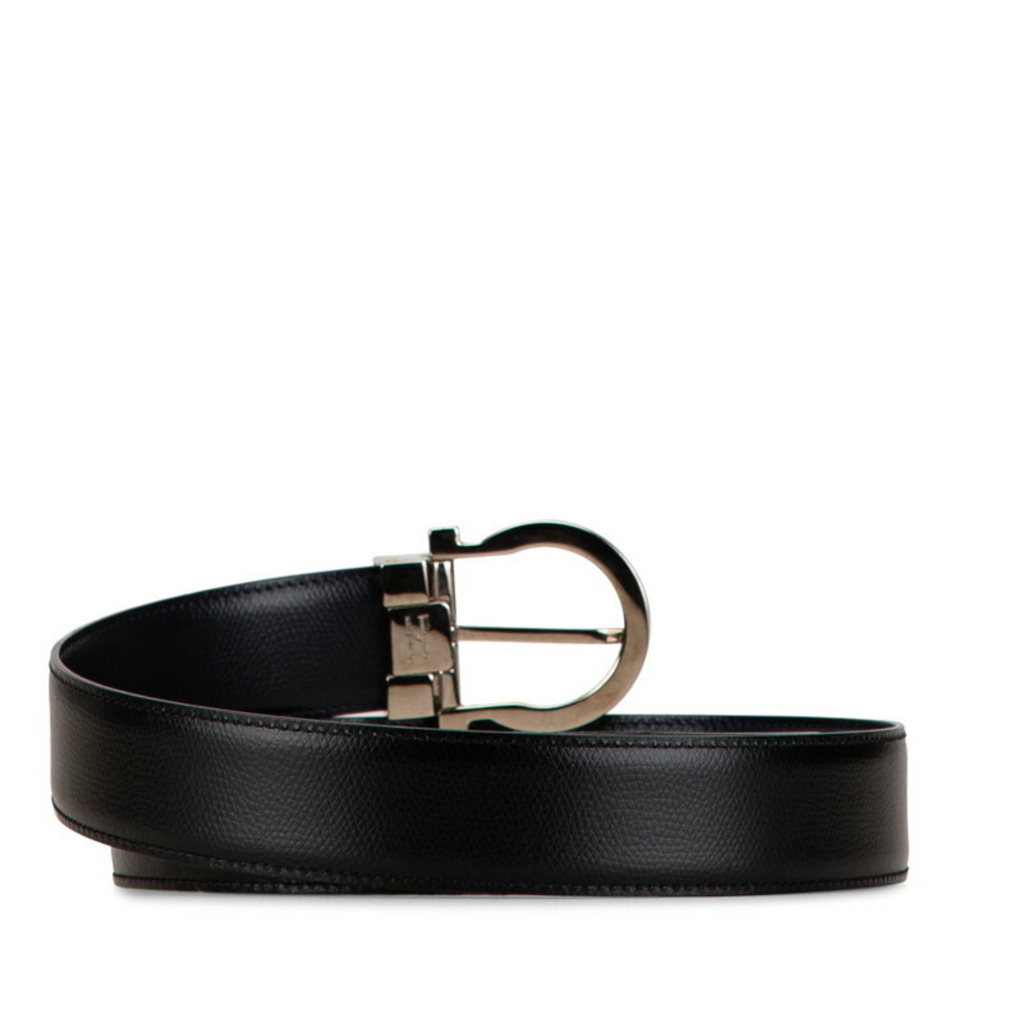 Salvatore Ferragamo Gancini Buckle Belt Black Leather Men's