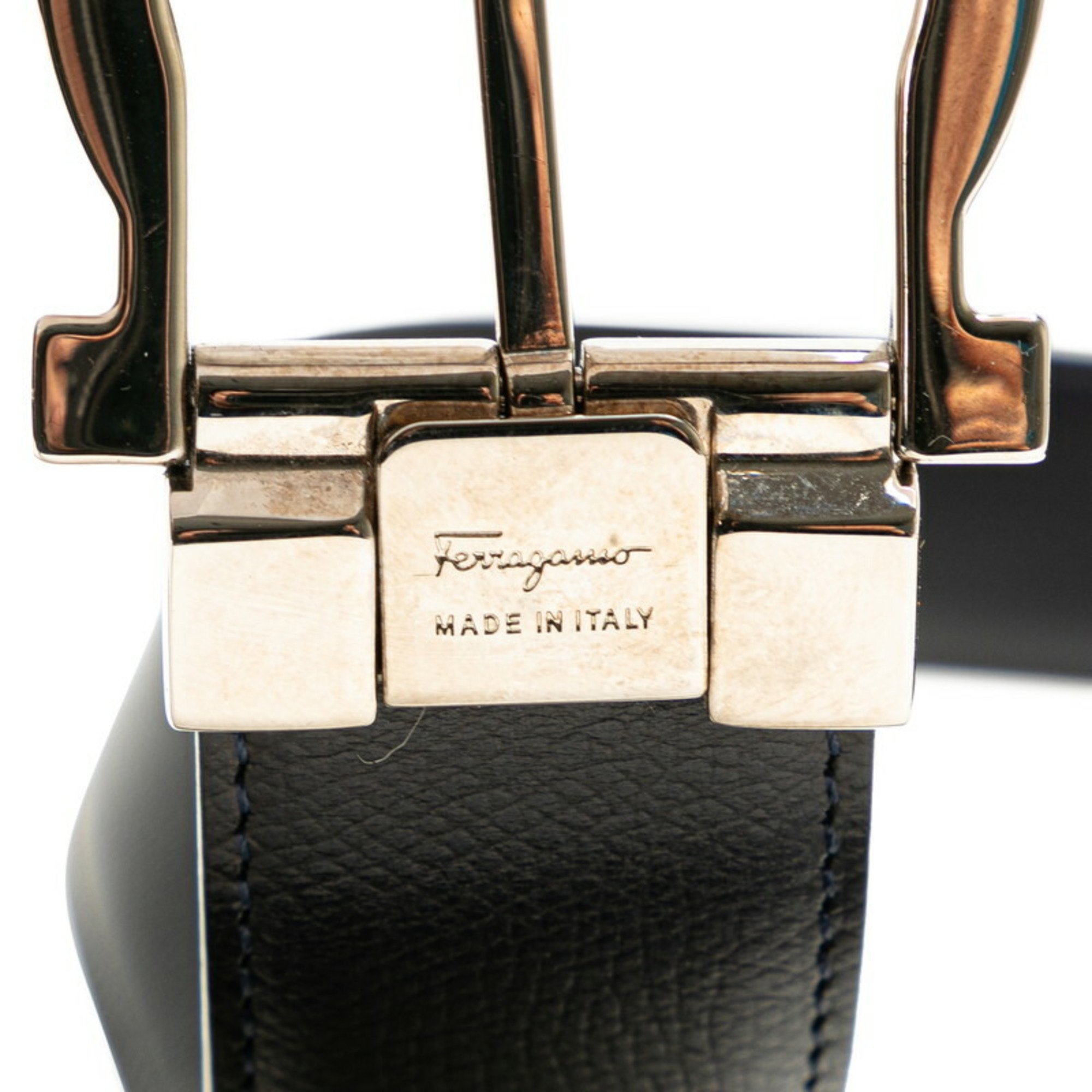 Salvatore Ferragamo Gancini Buckle Belt Black Leather Men's