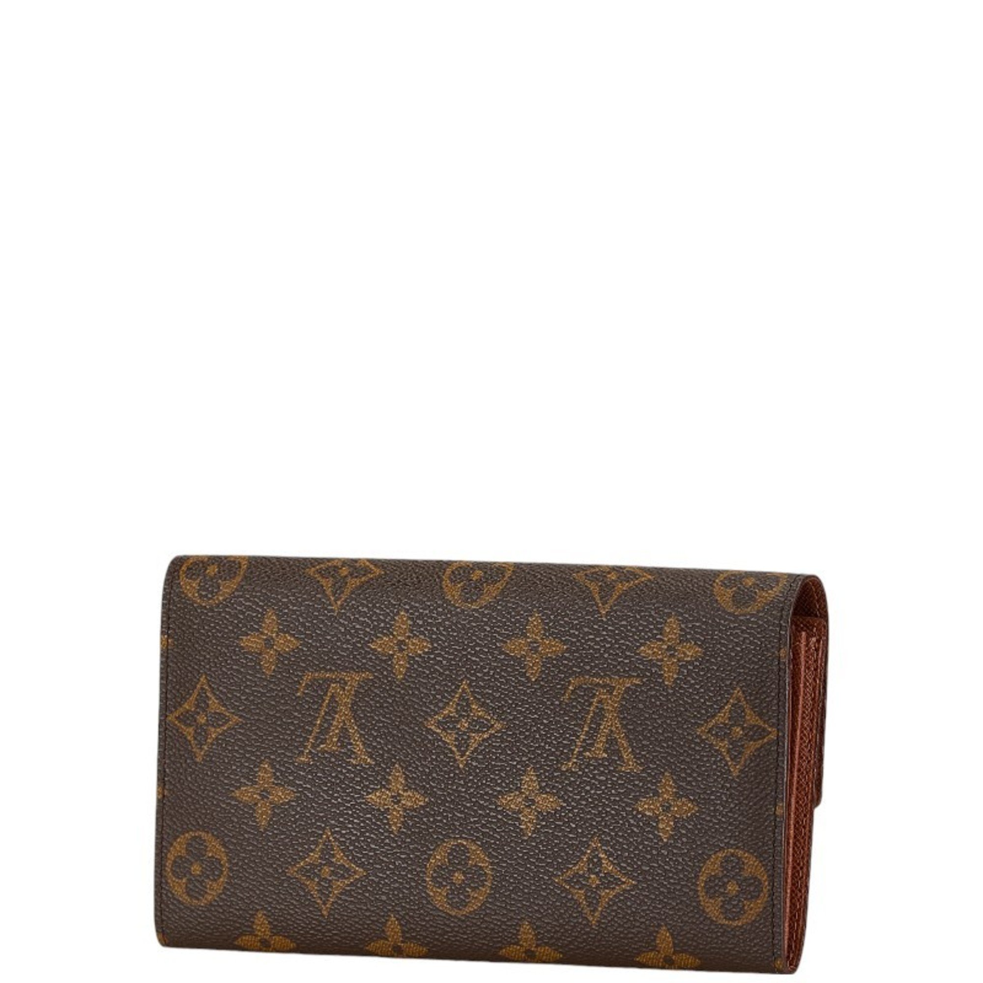 Louis Vuitton Monogram Pochette Porte Monnaie Credit Long Wallet M61725 Brown PVC Leather Women's LOUIS VUITTON