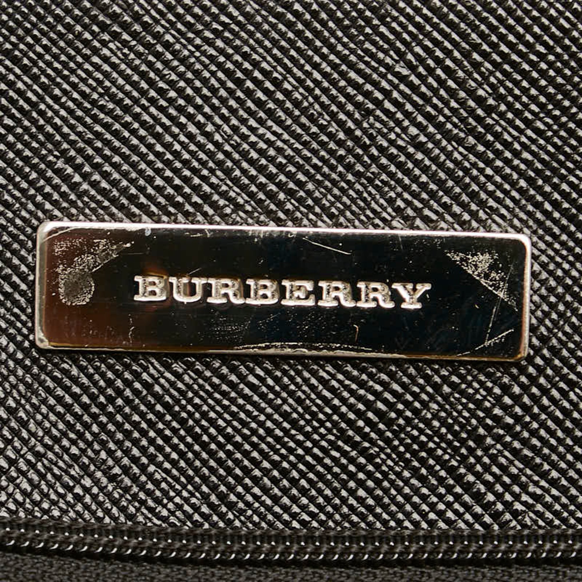 Burberry Nova Check Handbag Tote Bag Black Leather Women's BURBERRY