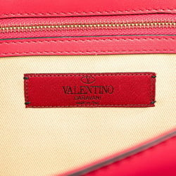 Valentino Rockstud Chain Shoulder Bag Pink Leather Women's