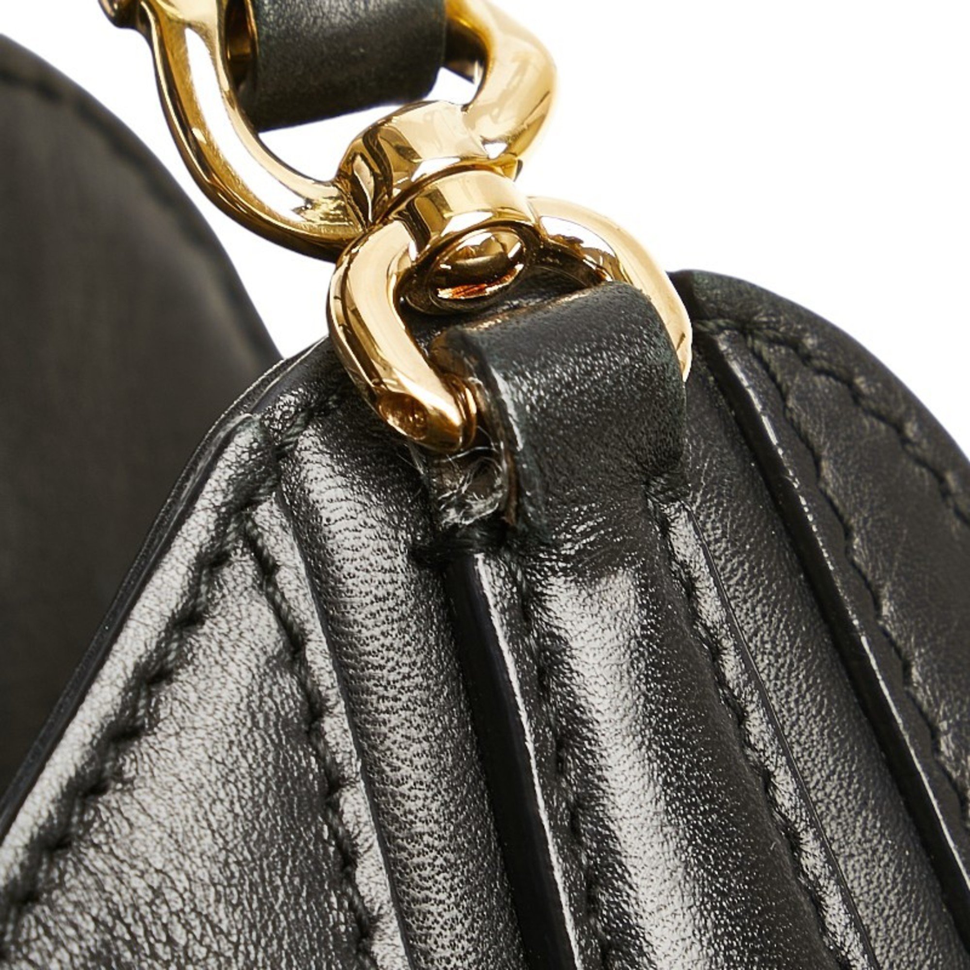 Salvatore Ferragamo Gancini Handbag FZ-21 F077 Black Leather Women's