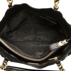 Salvatore Ferragamo Gancini Handbag FZ-21 F077 Black Leather Women's