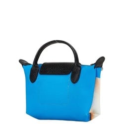 Longchamp TOILET PAPER collaboration Le Pliage Banana handbag blue black canvas leather ladies