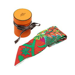 Hermes Twilly MYTHIQUES PHOENIX Myth of the Phoenix Scarf Muffler Green Multicolor Silk Women's HERMES