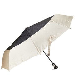 Chanel Coco Mark Stitch Motif One-touch Folding Umbrella Beige Black Nylon Women's CHANEL