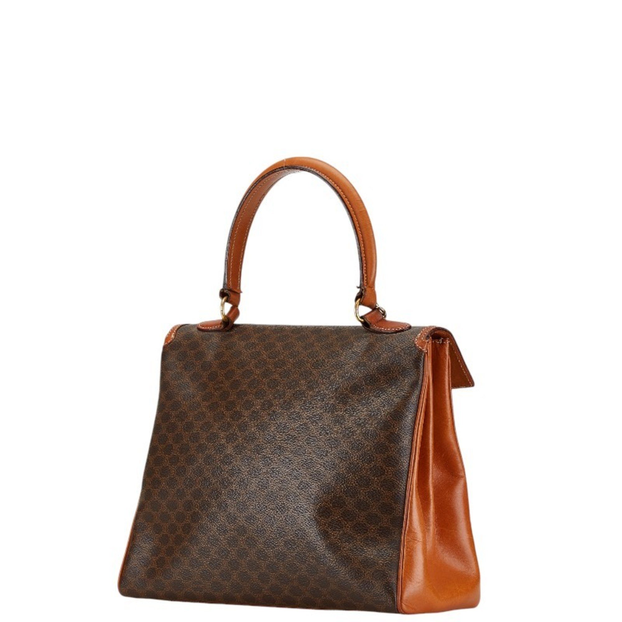 Celine Macadam Handbag Brown PVC Leather Women's CELINE