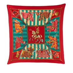 Hermes Pleated Carré CHOCS EN PLUMES Feather Clash Scarf Muffler Red Multicolor Silk Women's HERMES