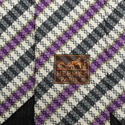 Hermes Striped Tie Black Purple White Silk Men's HERMES