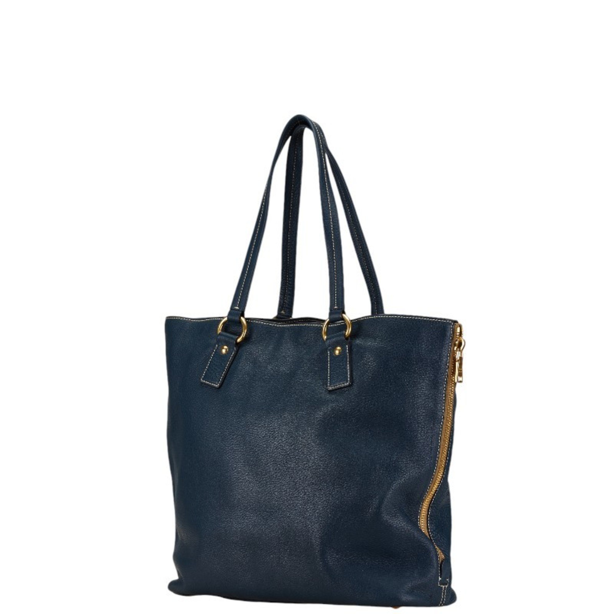 Prada Tote Bag Handbag Navy Leather Women's PRADA