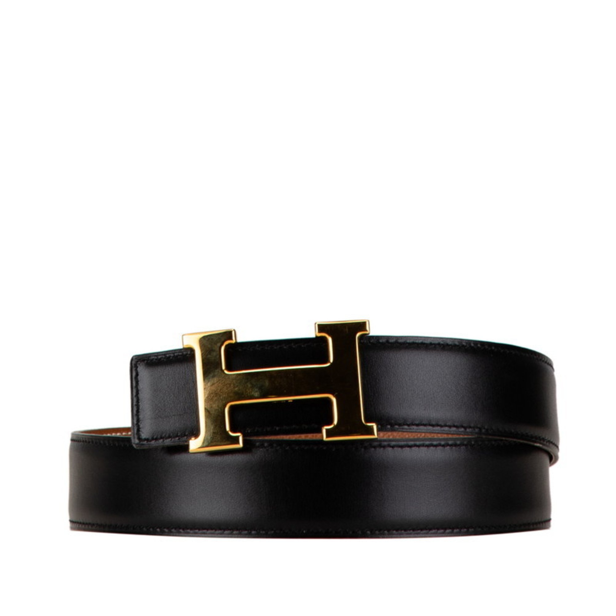 Hermes Constance H Belt Black Box Calf Women's HERMES