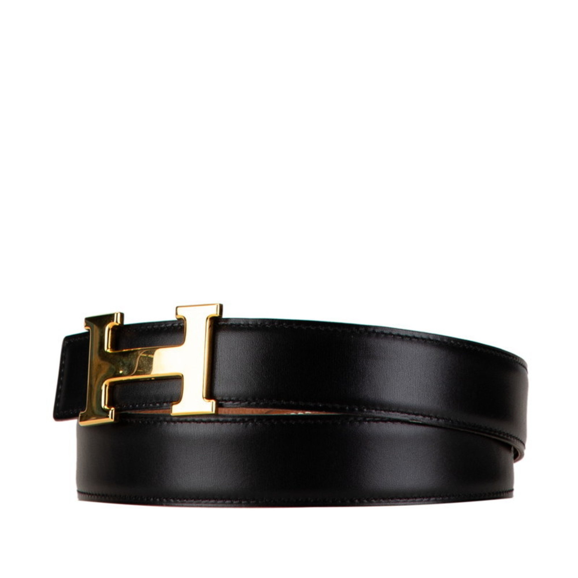 Hermes Constance H Belt Black Box Calf Women's HERMES