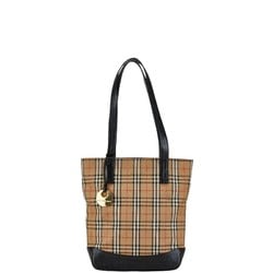 Burberry Nova Check Shadow Horse Tote Bag Shoulder Beige Black Canvas Leather Women's BURBERRY