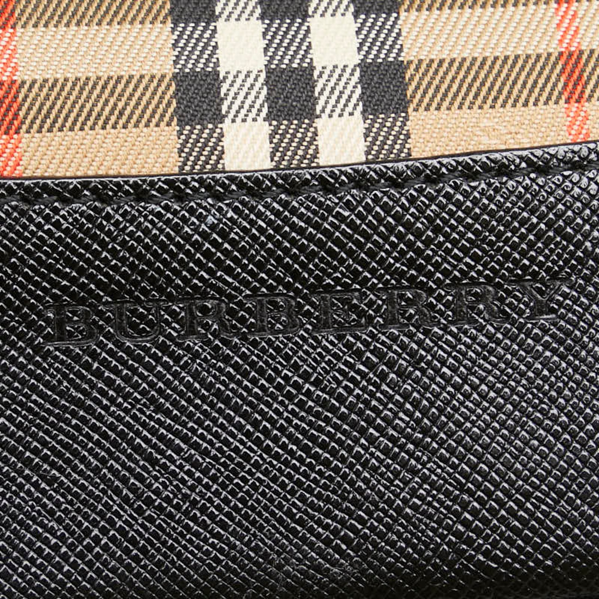 Burberry Nova Check Shadow Horse Tote Bag Shoulder Beige Black Canvas Leather Women's BURBERRY