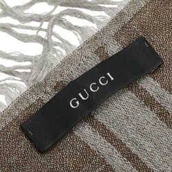 Gucci GG Shawl Scarf 254017 Grey Brown Fur Wool Women's GUCCI