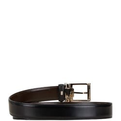 BVLGARI Belt Black Brown Silver Leather Women's