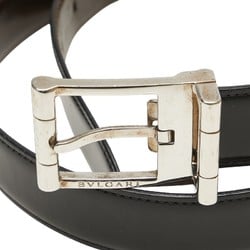 BVLGARI Belt Black Brown Silver Leather Women's