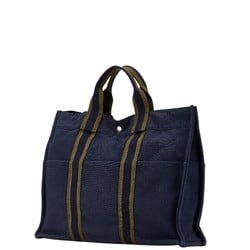 Hermes Foult GM Handbag Tote Bag Navy Canvas Women's HERMES