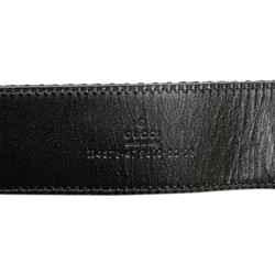 Gucci Interlocking G Belt 114876 Black Brown Leather Canvas Women's GUCCI