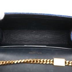 Saint Laurent YSL Chain Shoulder Bag Handbag Blue Tweed Women's SAINT LAURENT