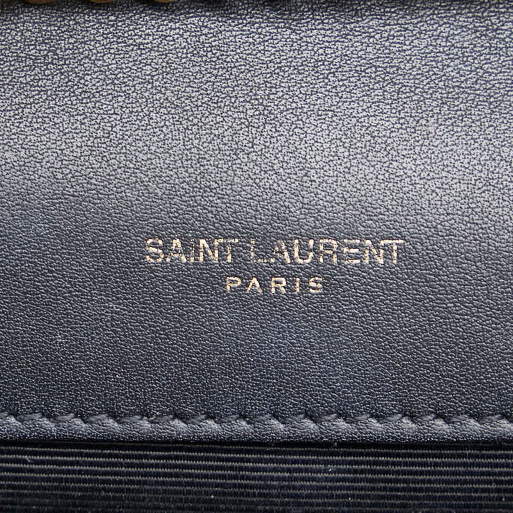 Saint Laurent YSL Chain Shoulder Bag Handbag Blue Tweed Women's SAINT LAURENT