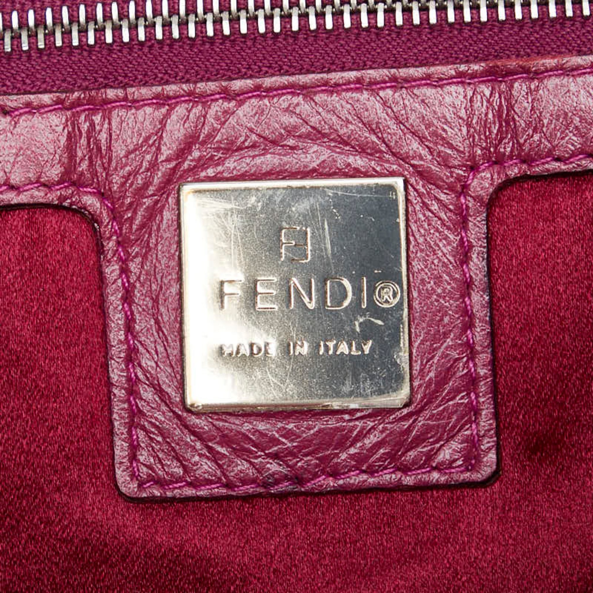 FENDI ZUCCA SHOULDER BAG 26771 PURPLE MULTICOLOR CANVAS NYLON WOMEN'S